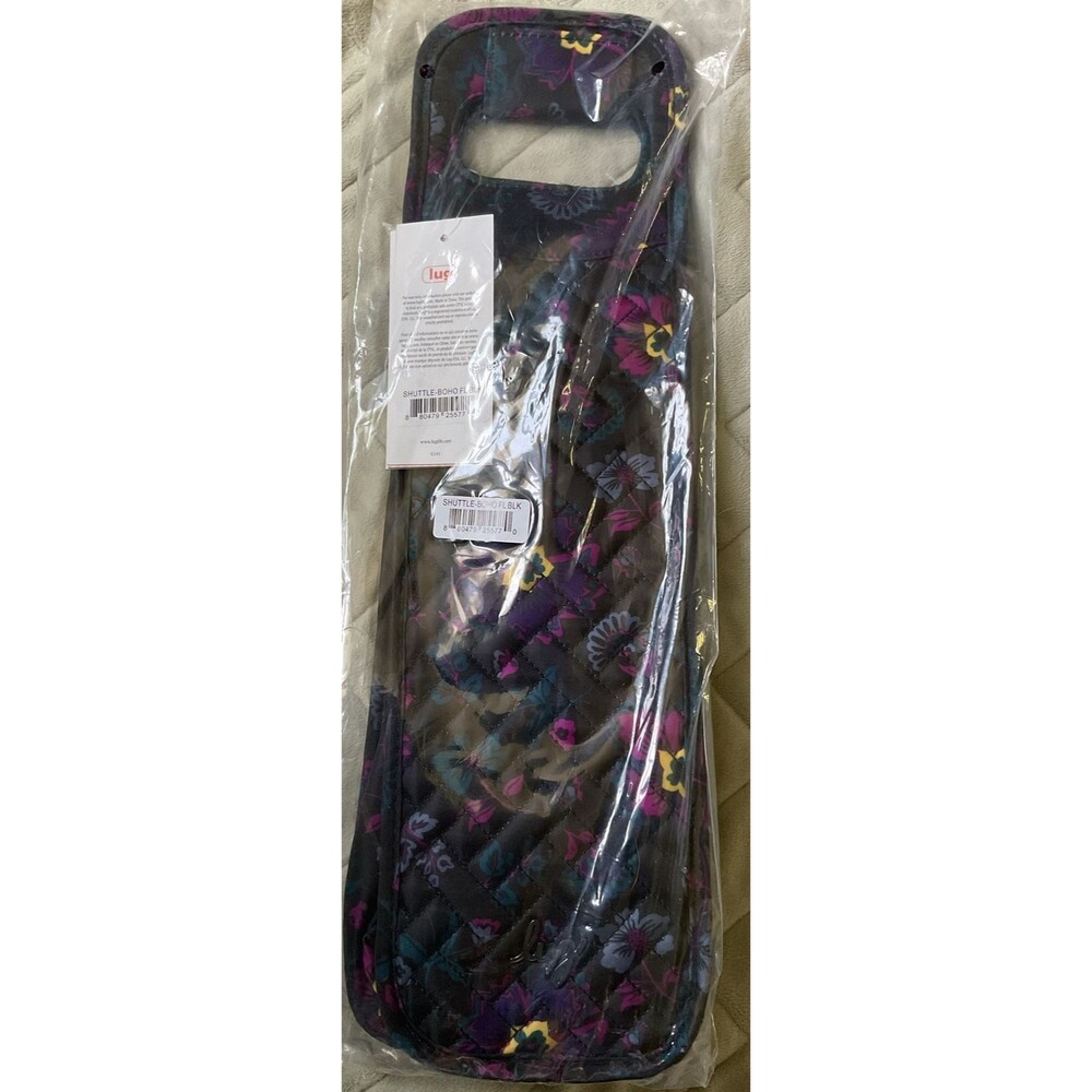 NIP Lug Shuttle Insulated Wine Tote/Carrier Boho Floral Black